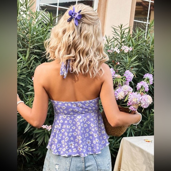 Boho floral print halter top - Picture 3 of 5